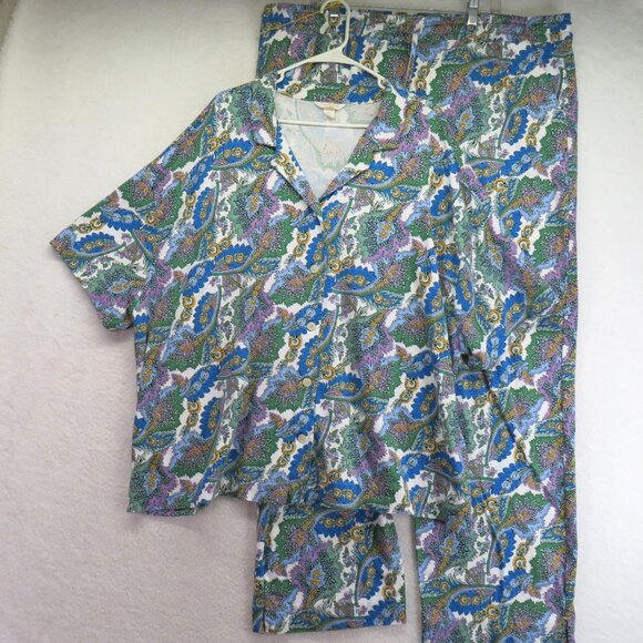 Vera Bradley Other - Vera Bradley Pajama Set Size 3XL Flowers Feathers Paisley Floral Shirt Pants